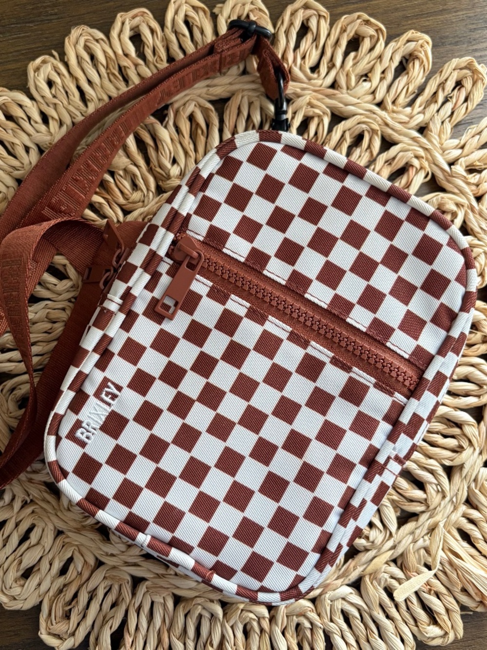 Brixley Brown Checkered Crossbody